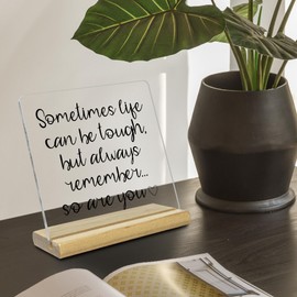 Inspirational Acrylic Desk Decor for Women, Sometimes Life Can Be Tough, Motivational Acrylic Plaque Sign for Home Office Table Decoration