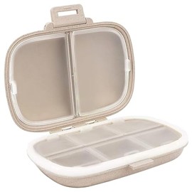 Organizador De Píldoras De Viaje, Estuche De Píldoras Portátil De 8 Compartimentos, Pastillero Diario Para Bolsillo Para Guardar Vitaminas Medicinales, Recipiente Para Aceite De Hígado De Bacalao (Beige)