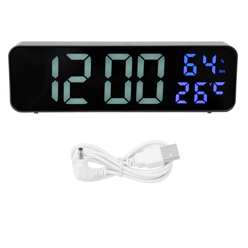 LED 9.1in Mirror Clock Multifunctional Digital Alarm Date Humidity Clock