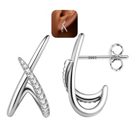 MILACOLATO Earrings for Women 925 Sterling Silver Post Stud Earring Hypoallergenic Cubic Zirconia Stud Earrings for Sensitive Ears Small Minimalist Dainty Earring Trendy Jewelry Gold/Silver BS