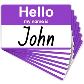 200 Pcs Name Tags,Hello My Name is Stickers,Purple Name Tag Stickers, Adhesive Name Label Stickers for Office,Meeting,School,Teachers and Mailing(3.5" x 2.25")