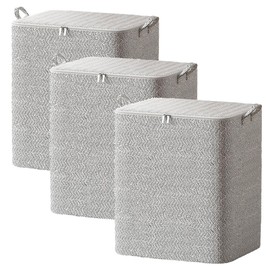 Axroad Mall 3 Pack Large Capacity Clothes Storage Bags with Zips, Portable Non Woven Closet Organizer Foldable Storage Containers for Comforters Blankets Bedding Wardrobe Storage (110L)