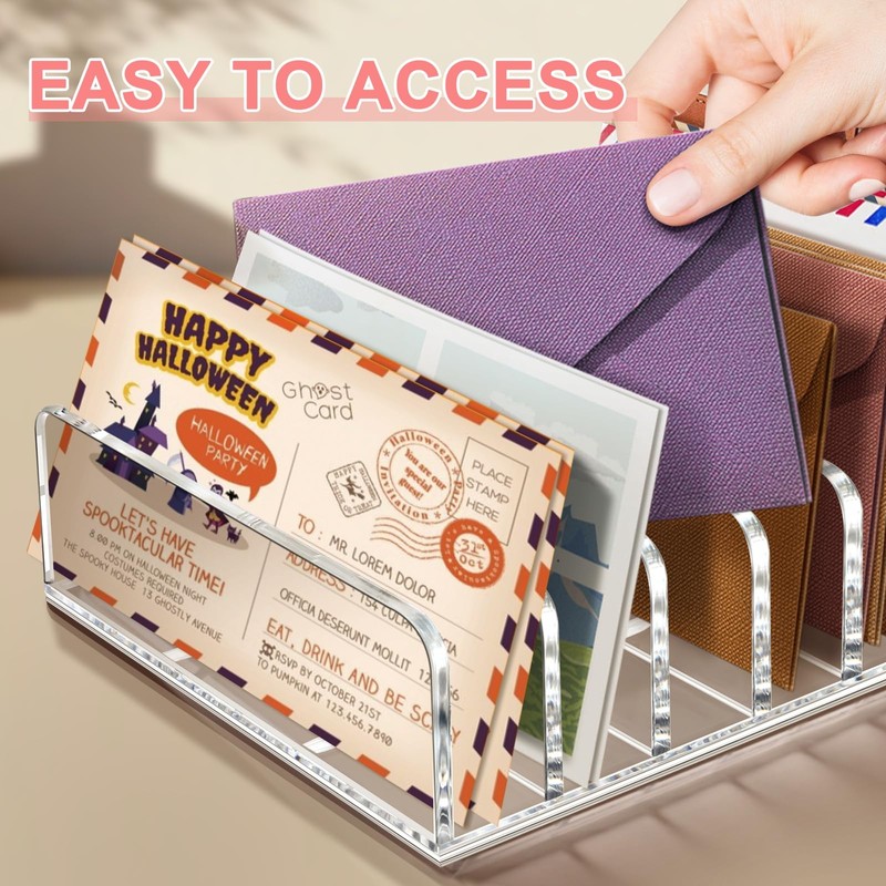 2 Packs Acrylic Mail Organizer 7 Slots Cash Tray for