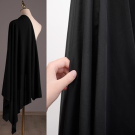 Slightly Stretchy Spandex Cotton Polyester Black Fabric by The Yard- 60" Wide Soft, Breathable, Low-Stretch, Lightweight Broadcloth Fabric for Sewing Dress Shirt Curtain Home Decor,1 Yard