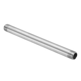 PATIKIL 304 Stainless Steel Pipe Fitting G1/2" x G1/2" Female Thread 10"/250mm Length Nipple Cast Pipe Coupling Fitting Diameter 21mm