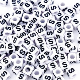 Sunrica 500Pcs White Square Letter Beads S 6X6mm Individual Cube Alphabet Beads for Friendship Bracelets Making
