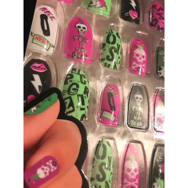 Susett Skull Store Uñas Postizas Punk Color Mix Slull