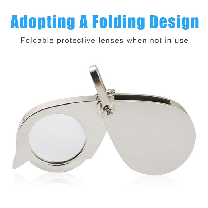 FKWKUW Magnifying Glass Keyring Mini Portable Foldable 10x Handheld Magnifier