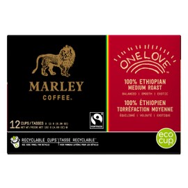 Marley Coffee Single Serve Capsules, One Love 100% Ethiopian, Medium Roast, Compatible with Keurig K-Cup Brewers, 12 Count (Pack of 6)