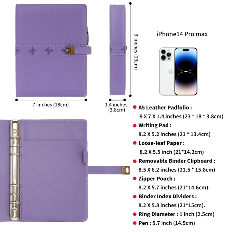 WASON A5 Diary Lined Compositions Notebook with Pen, Refillable Paper