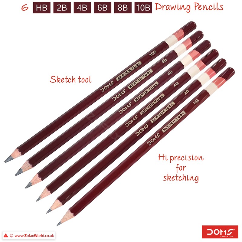 ZOFAX SKETCHING PENCILS, Grade HB 2B 4B 6B 8B 10B,