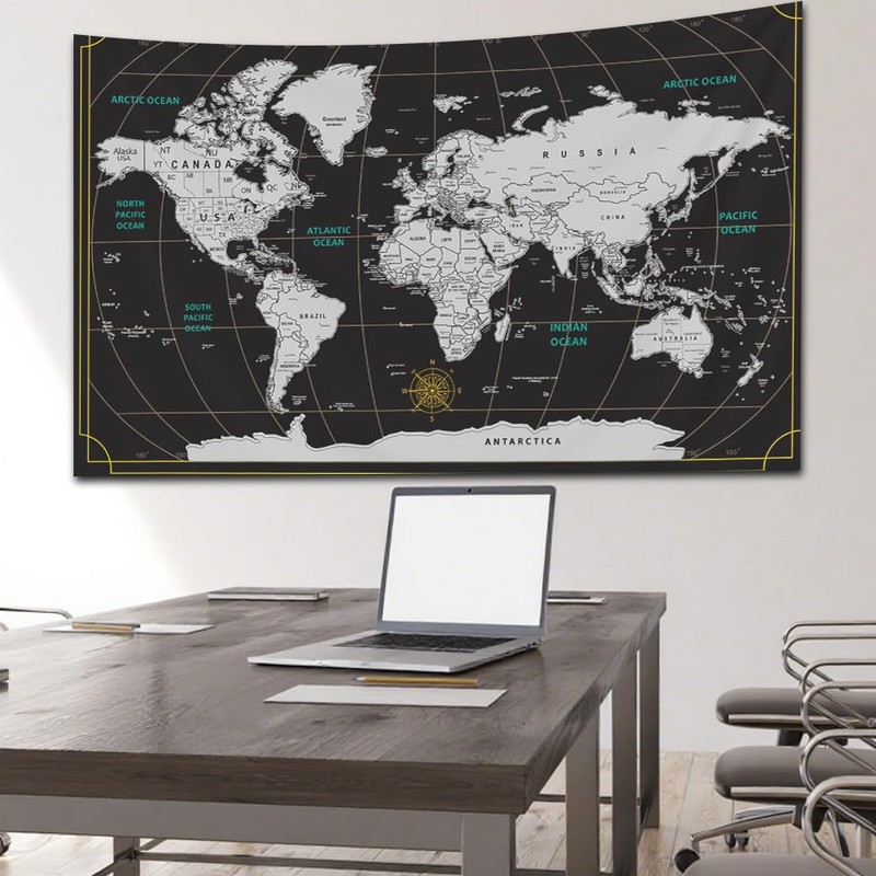 CAPSCEOLL World Map Tapestry for Kids Student Wall Tapestry World