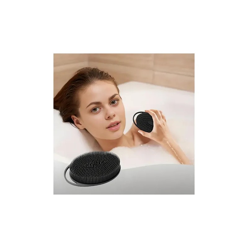 Dexano Cepillo De Esponja Corporal De Silicón, Exfoliante Corporal Negro