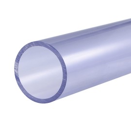 sourcing map PVC Hard Round Tube 43 mm ID 50 mm OD 0.2 m Clear Blue High Impact Resistance