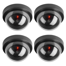 TKOOFN Dummy Fake Security CCTV Dome Camera Simulation Monitor with LED Flashing Light, Outdoor and Indoor Use for Homes & Business, 4 Pack