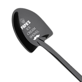 Papa's Ice Cream Shovel Spoon,Papa Gifts from Grandchildren,Unique Gifts for Grandpa Christmas Father's Day Birthday, Funny Papa Gifts for Father's Day, Cute Christmas/Thanksgiving.(BLACK)