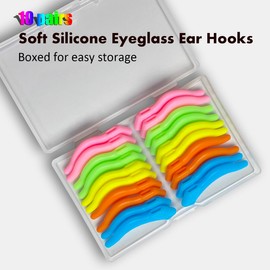 PTSLKHN Soft Silicone Eyeglass Ear Hooks, 10 Pairs of Non-Slip Eyeglasses Ear Grips for Glasses, Sunglasses, Reading Glasses (coloured)