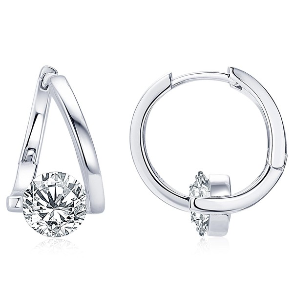 EONFUN 1CT Moissanite Hoop Earrings for Women, D Color VVS1