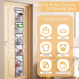 GOMAJI 6 Large Mesh Pockets Over The Door Shoe Organizer Boots Hanging Storage Shoe Rack for Closet - White