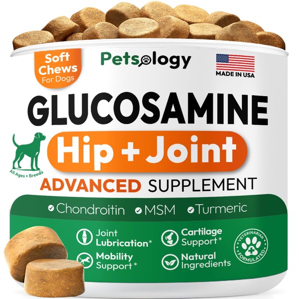 Petsology Advanced Hip & Joint Supplement for Dogs – Glucosamine,