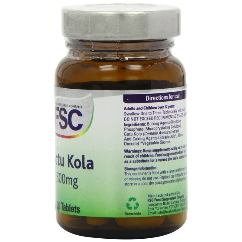 FSC 500mg Gotu Kola - Pack of 30 Tablets