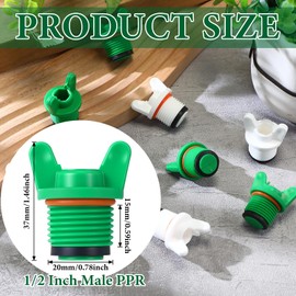 Nuanchu 10 Pieces 1/2 Npt Plug Male Thread Ppr and Garden Hose Plug White Garden Irrigation Tubing Stopper Drain Compatible with Green Rv Irrigation Water Supply(Ear Shape)
