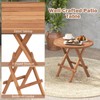 Tangkula Patio Folding Side Table, Teak Wood Round End Table