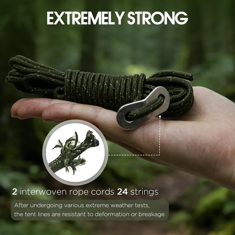 JAICOM 8 Pack 4mm High-Reflective Outdoor Guy Lines, Ultralight Tent