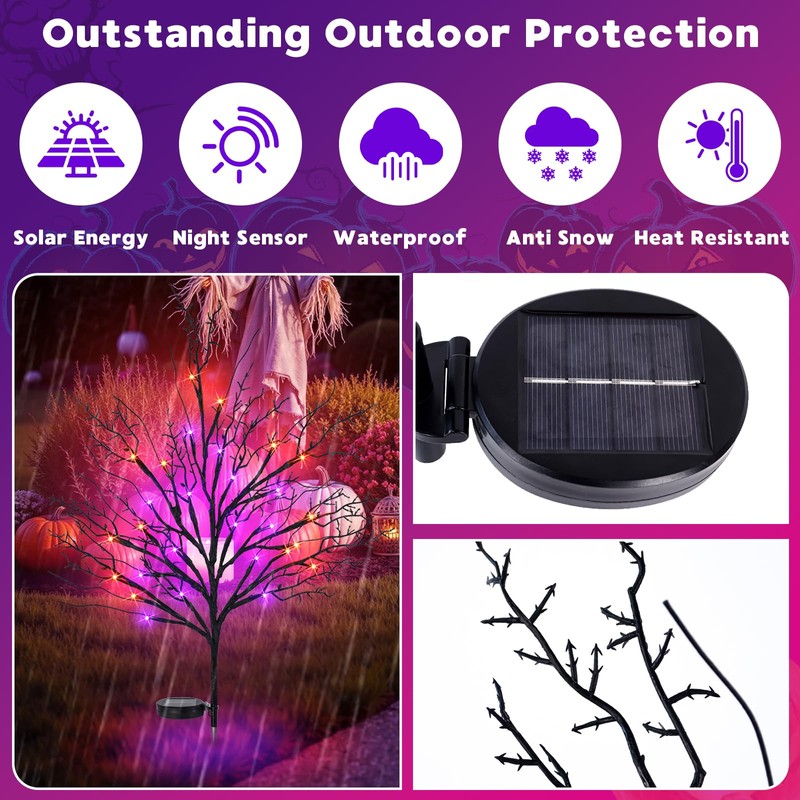 Luiywan Fall Solar Pathway Lights 4PCS, Autumn Outdoor Harvest Decorations,
