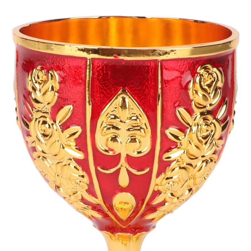 Gold Chalice 4 Inch High Zinc Alloy Retro Embossed Flower