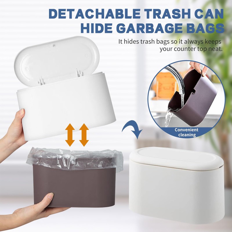 LTWQLing Mini Trash Can with Lid - Removable Small Garbage