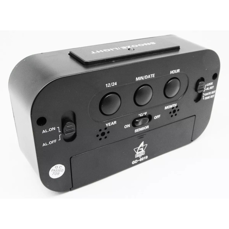 Gadiz Reloj Digital Alarma Numeros Grandes Negro Fechador Luz Led