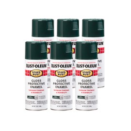 Rust-Oleum Rust-Oleum 7733830-6PK Stops Rust Spray Paint, 12 oz, Gloss Dark Hunter Green, 6 Pack