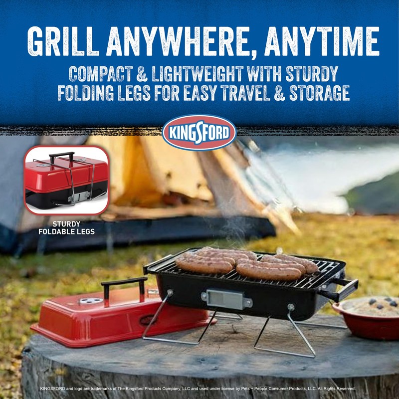 Kingsford Tabletop Charcoal Grill, Portable, Compact Grilling and BBQ, 17"