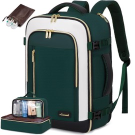 LOVEVOOK Travel Backpack for Women & Men, 40L Carry On Backpack, Personal Item Bag with 3 Packing Cubes, Business Weekender Overnight Luggage Daypack, Fits 17 Inch Laptop, Green Beige