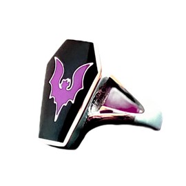 Generic Vampire Goth Coffin Ring with Bat (Purple Bat, 9)