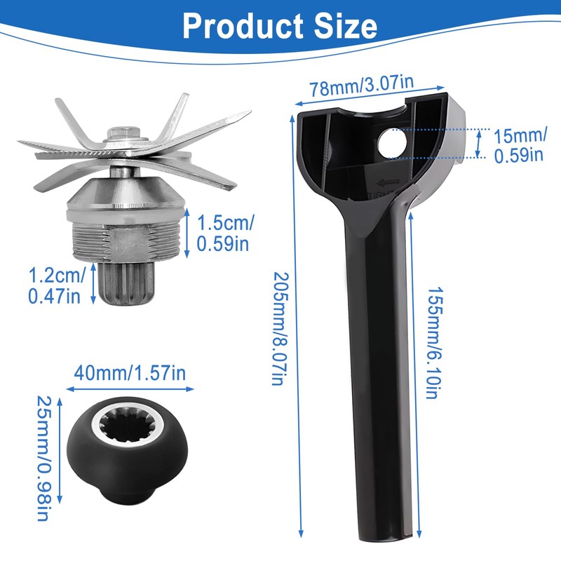 8 Blades Blender Wet Blade Assembly with Wrench Drive Socket