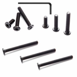 5/16-18 x3 Flat Head Socket Head Crib Screws Furniture Bolts Countersunk Connector Screws, 5/16-18 Bolts,Carbon Steel, Black Oxide, Fully Threaded, 10 PCS(with Hex Spanner)