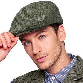 LADYBRO Irish Ivy Newsboy Cap Wool Blend Winter Hats for Men Male(Green, L/XL, 7 5/8)