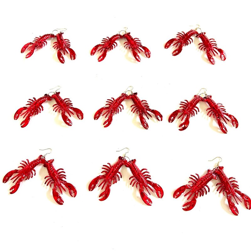 GZYSSL 12 Pcs Mardi Gras Red Carwfish Earring Pendant Decoration