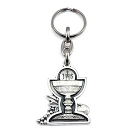 RosaryMart First Communion Chalice Keychain Oxiidized Silver Finish