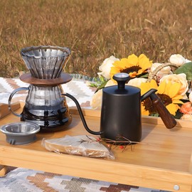 SOTECH Thermometer, Stainless Steel Gooseneck Kettle, Drip Pot, Coffee Kettle(600ml/20oz) Pouring into Kettle