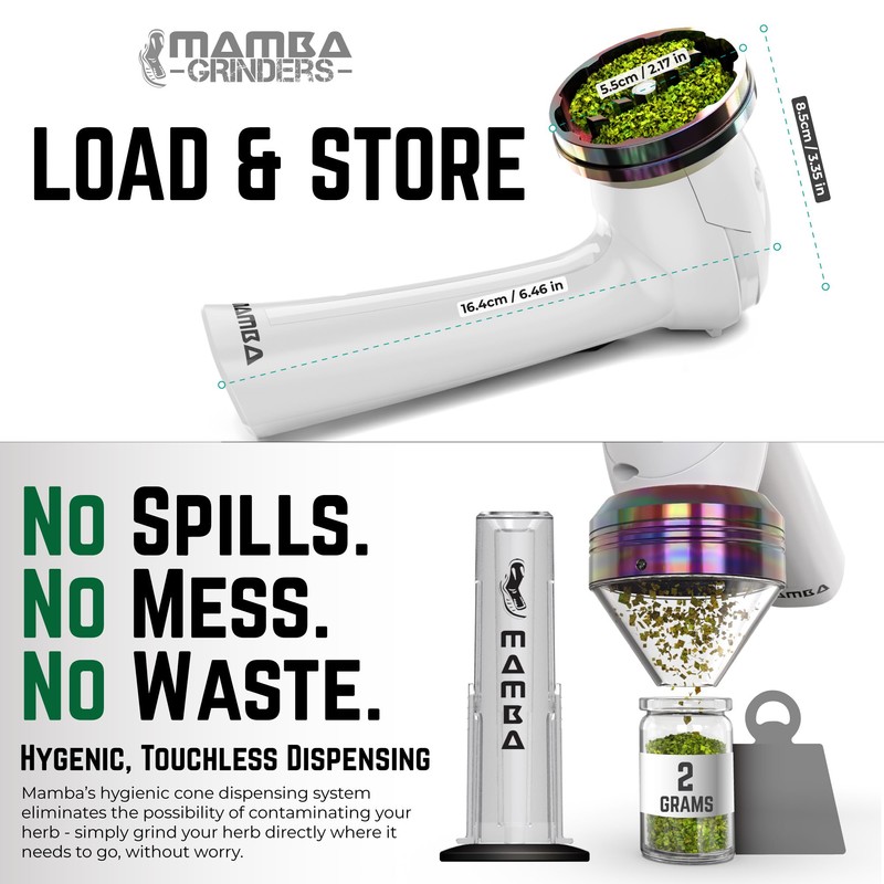 Mamba Loader XL 2g White USB Electric Herb Grinder. Small