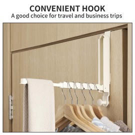 JOOM Over The Door Hook Drying Rack, Foldable and Pull Out Over The Door Hook Drying Rack, Metal Over The Door Hook Drying Rack. Bathroom Rear Hook Drying Rack, 1 Piece, Off White