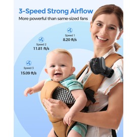 AMACOOL Mini Baby Fan with Clip for Carrier/Baby Car Seat/Bassinet, 3-Speed Portable Fan, 10H Cooling Rechargeable, Ultra Light 0.24 lb, Safe Gaps, 360° Rotatable for Diaper Backpack Stroller Travel