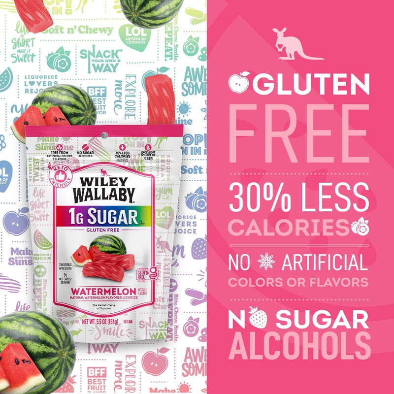 Wiley Wallaby Low Sugar Gluten Free Licorice | Soft Chewy