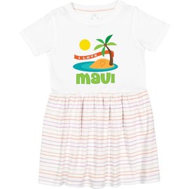 inktastic I Love Maui Toddler Dress 2T White with Stripes 1ca36