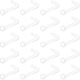 STOUUMOW 20-Piece Piercing Retainer Set - Clear Septum Rings Plastic Nose Studs, clear nose stud, Labret Studs Tragus Earring Retainers for Post-Surgery