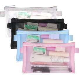 Transparent Mesh Pencil Bags,4Pcs Zipper Mesh Pencil Case Storage Bags,Exam Pencil Case,Clear Mesh Pencil Pouch,Mesh Zipper Pen Pouch,Nylon Pencil Storage Pouch,Zipper Mesh Bags Mesh Pen Pouch