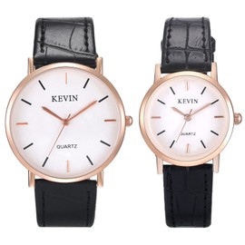 JewelryWe Women Black Leather Strap Quartz Watch Simple Casual Business Dress Wristwatch